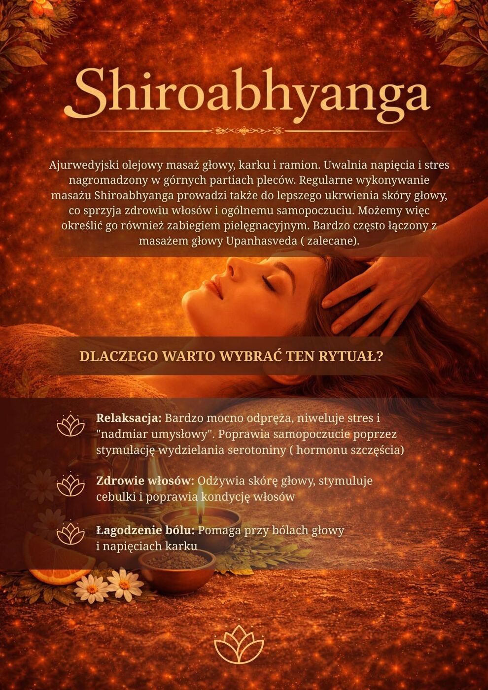 Shiroabhyanga — olejowy masaż głowy, karku i ramion